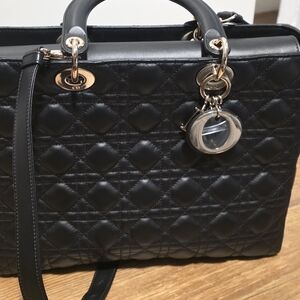 Large Dior Black Quilted Shoulder Bag